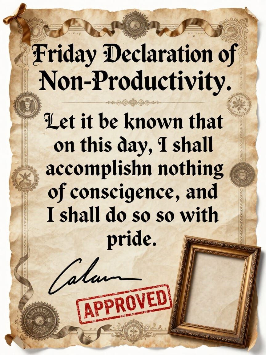 Humorous Friday Decree of Non-Productivity