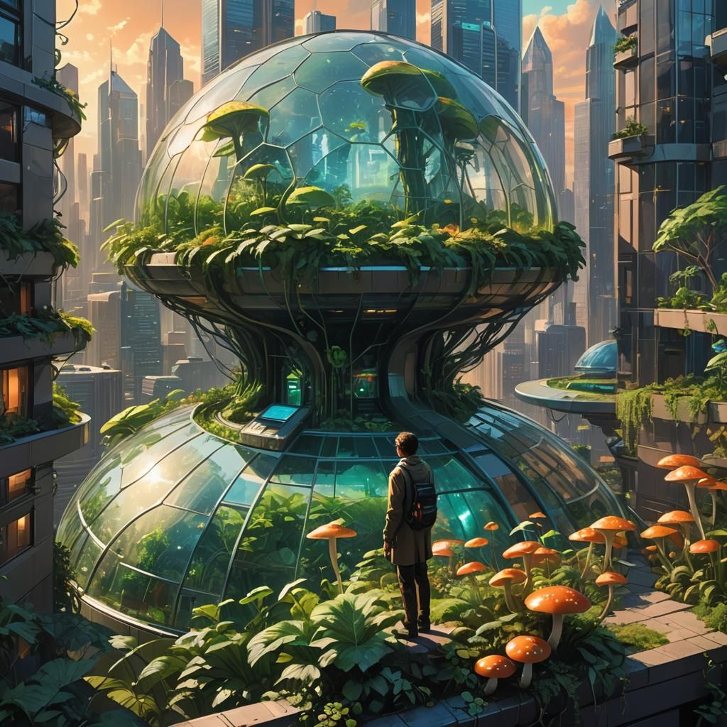 Lush Eco-City Concept Art in Vibrant Style