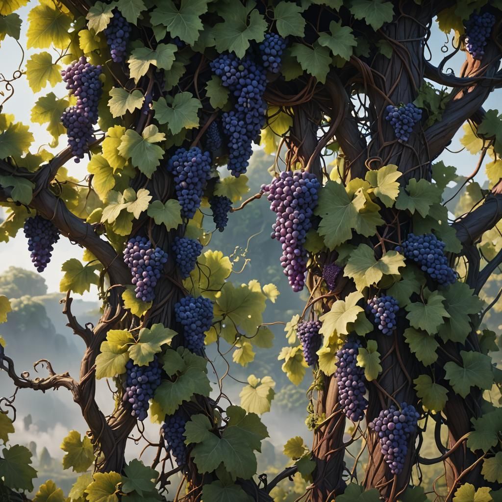 Fantastical Grape Vines in Detailed Matte Painting