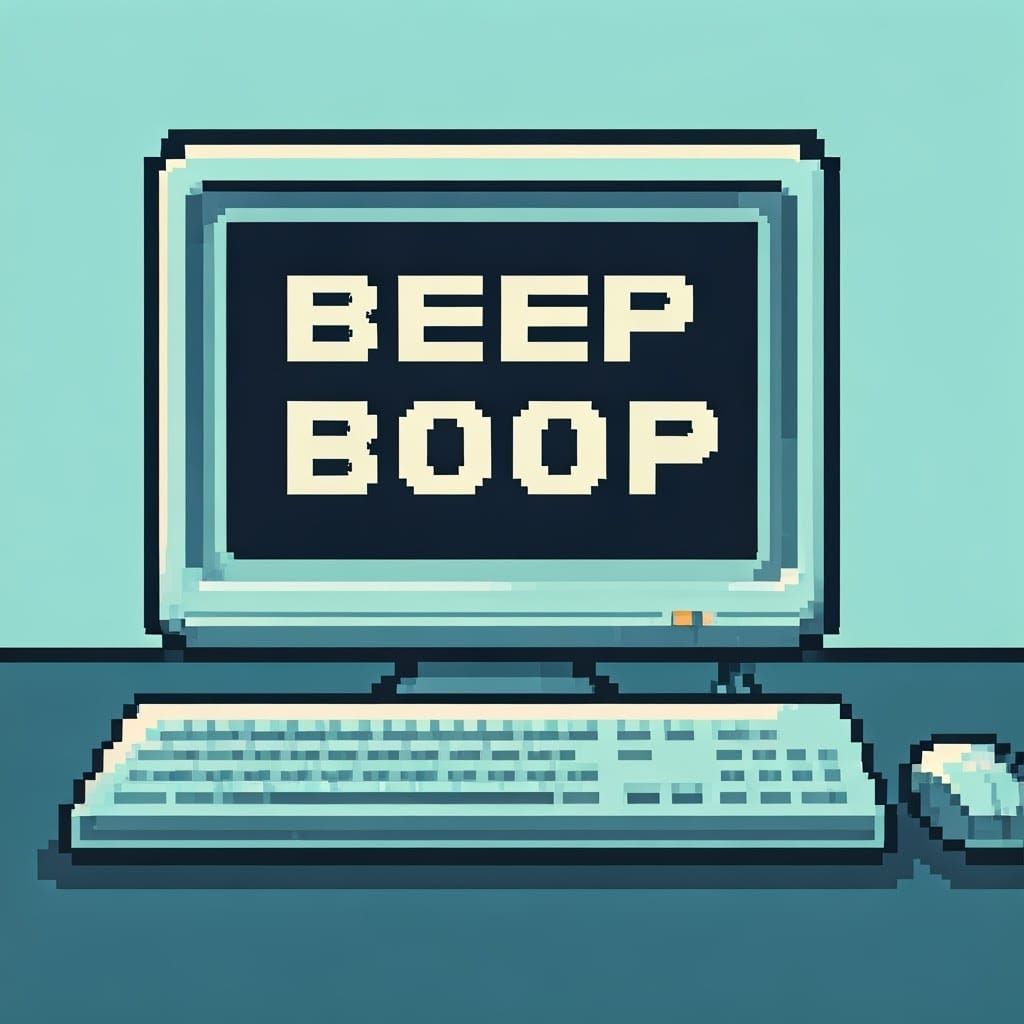 Retro 16-bit Pixel Art Desktop Computer