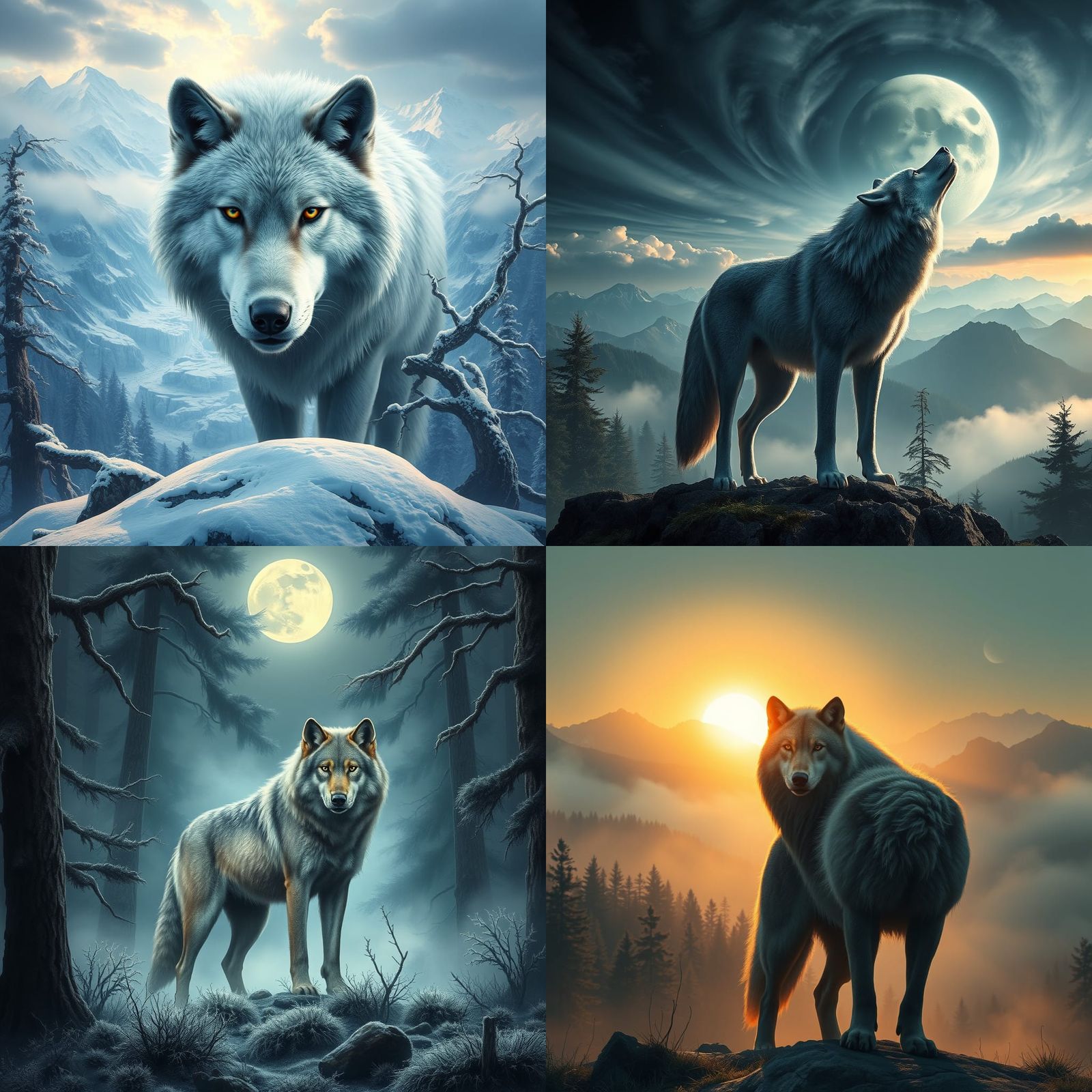 Dramatic Wolf in a Digital Matte Painting