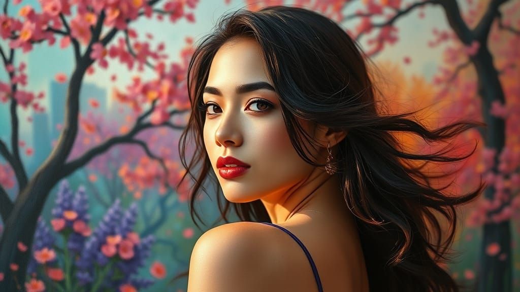 Wabi Sabi Portrait in Monochromatic Light Bronze and Teal