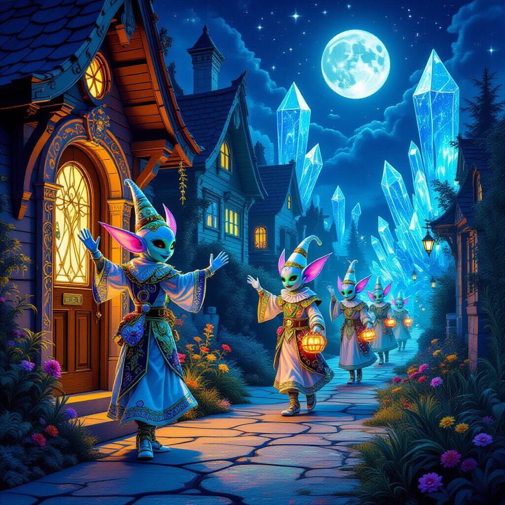 Machine Elves Trick-or-Treating on Alien Street