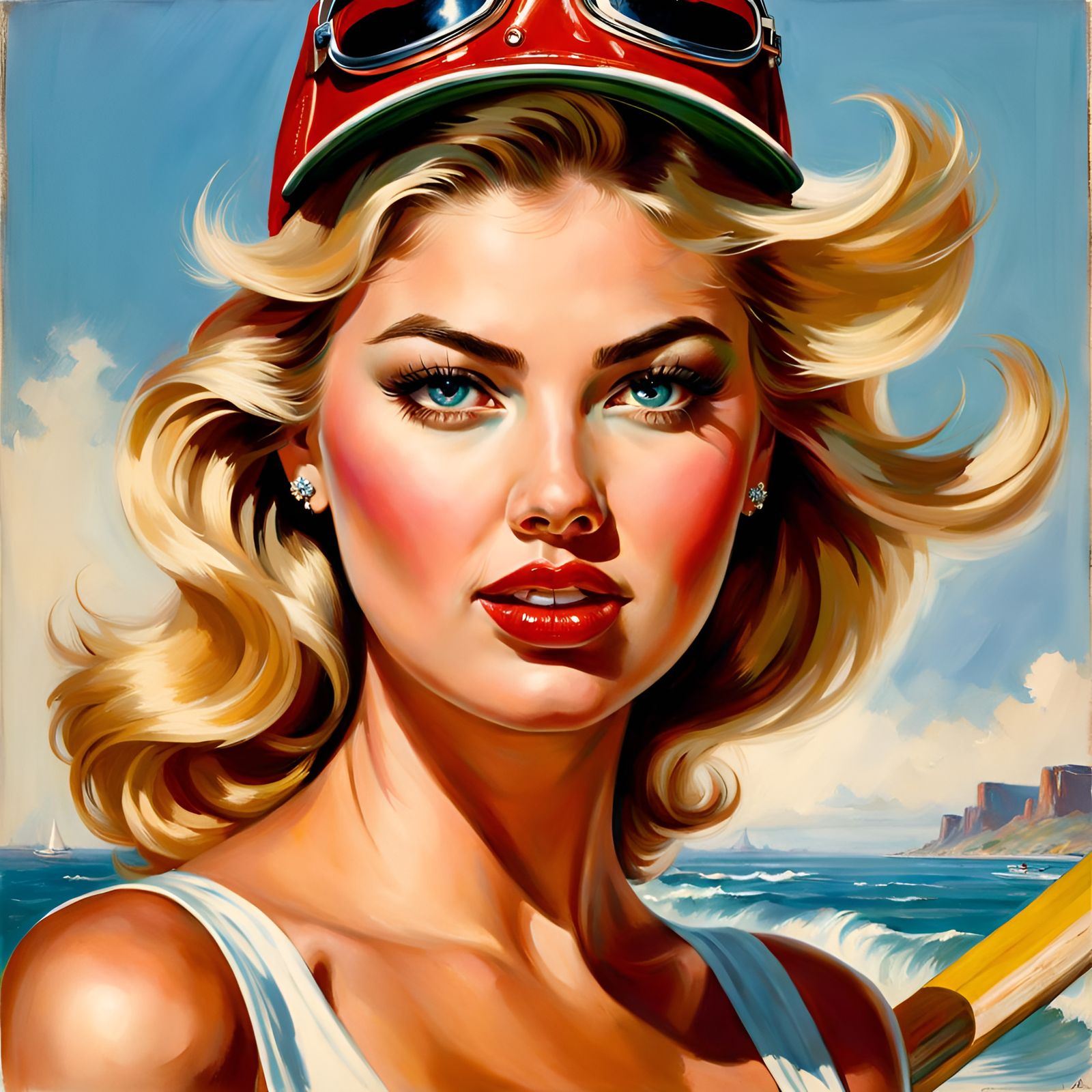 Portrait of a Skater Girl in Pin-Up Style