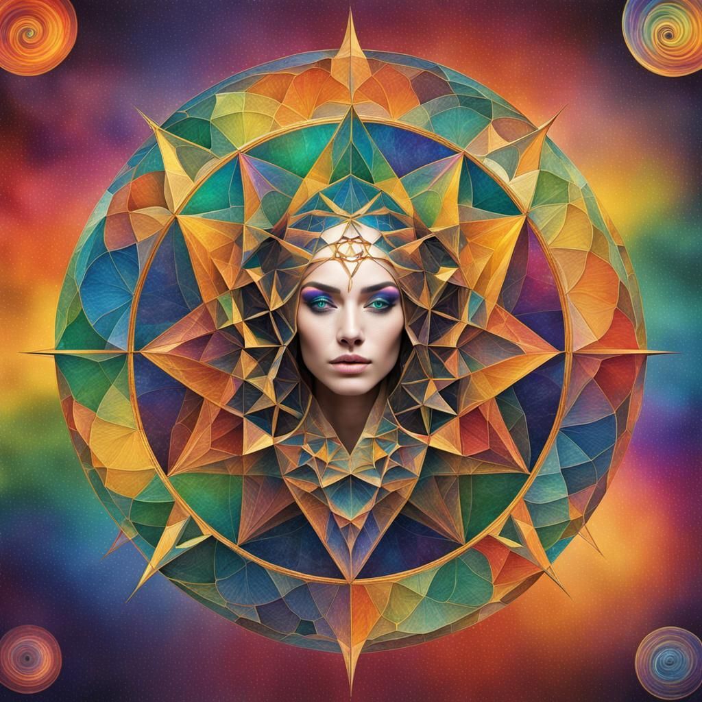 Golden Ratio Beauty in Rainbow Sacred Geometry