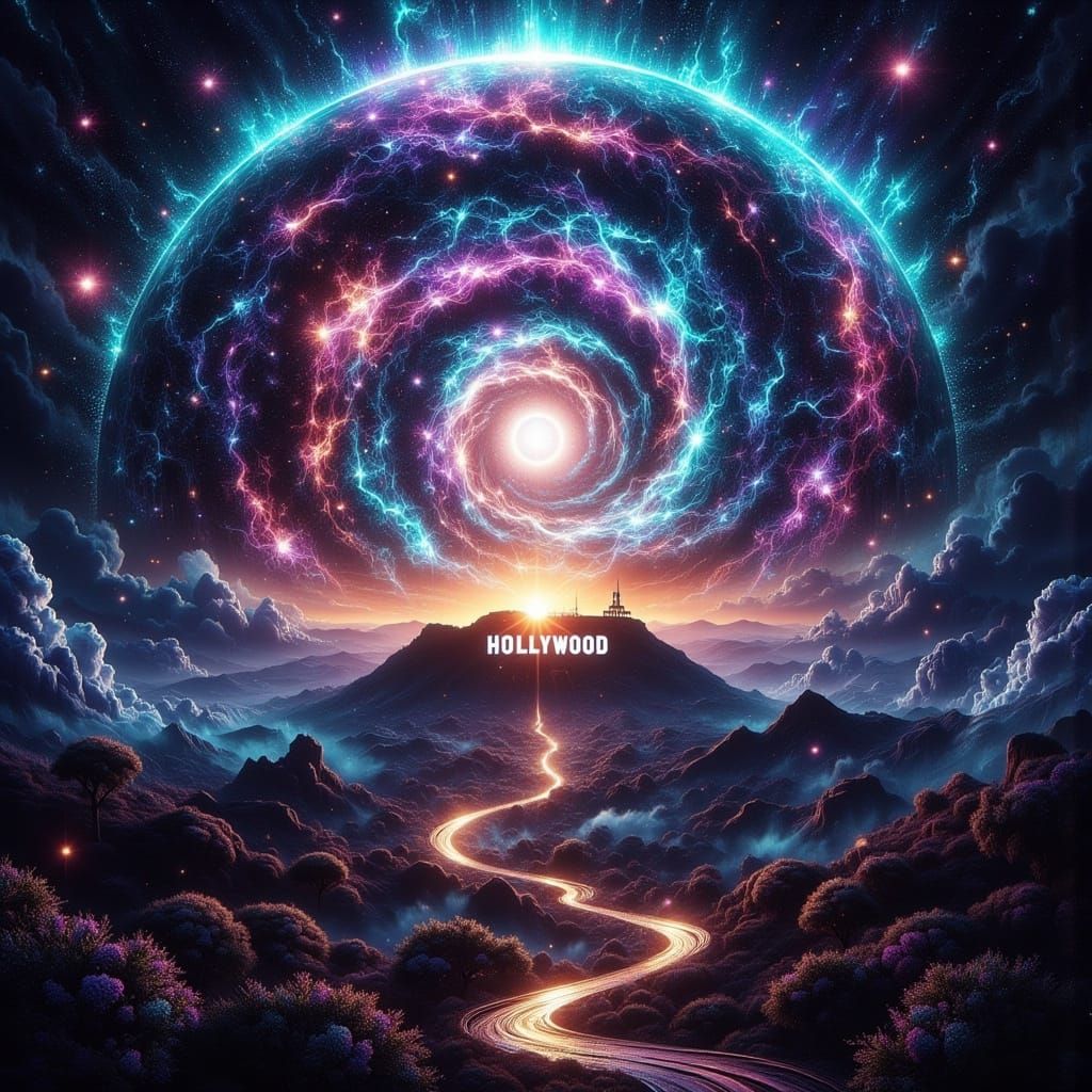 Vortex of Fates: Hyperrealistic Neon Art with Intricate Bran...