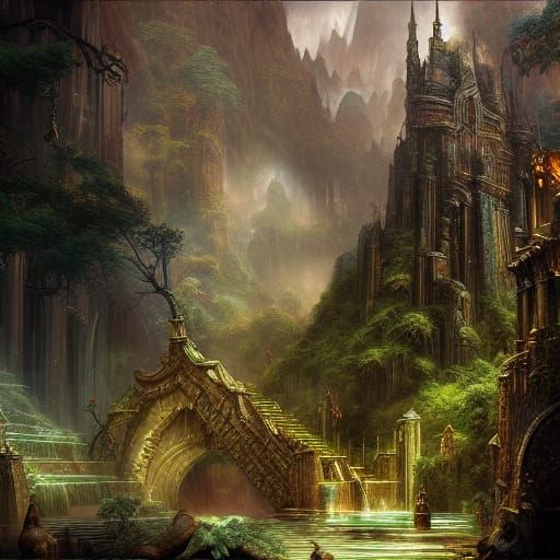 Epic Elven City: Detailed Digital Matte Painting