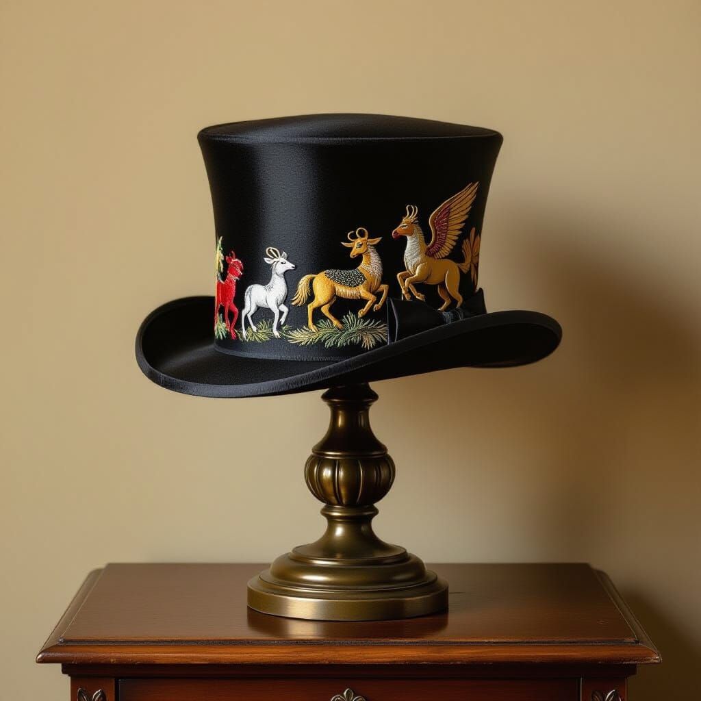 Embroidered Top-Hat on Haberdasher Display