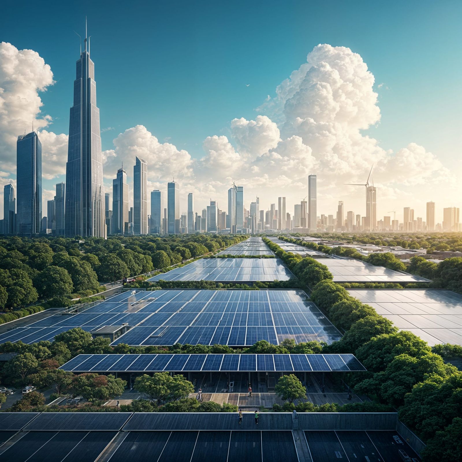 Sustainable Cityscape in a Futuristic Metropolis