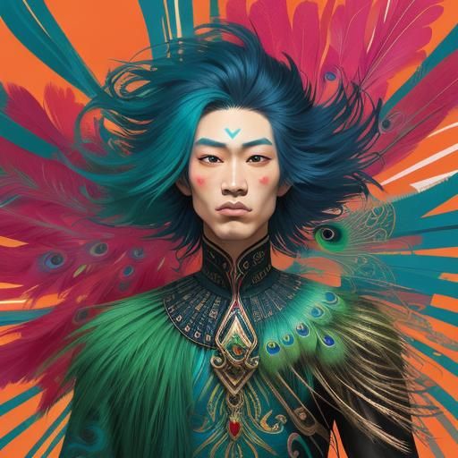 Asian Man with Red Hair, Abstract Expressionism