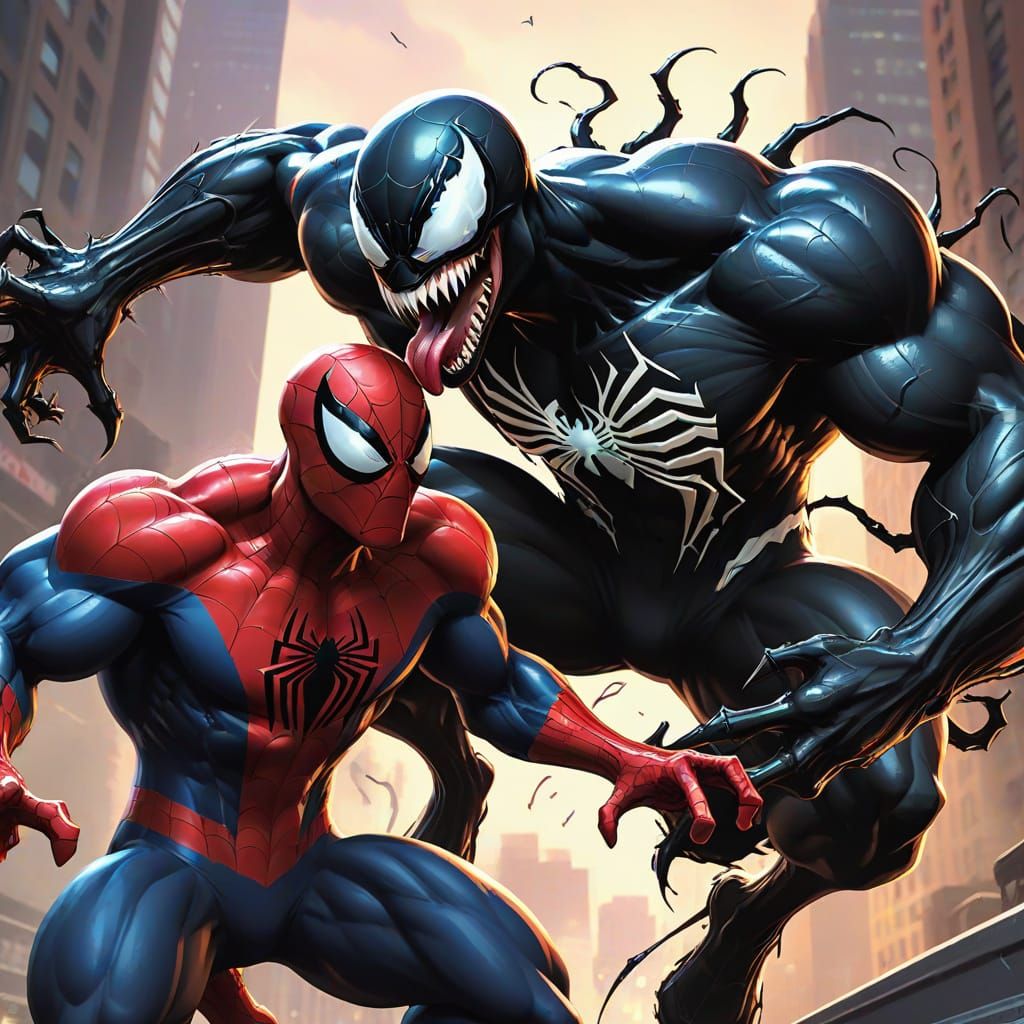 Venom Dominates Spider-Man in Dynamic Comic Art