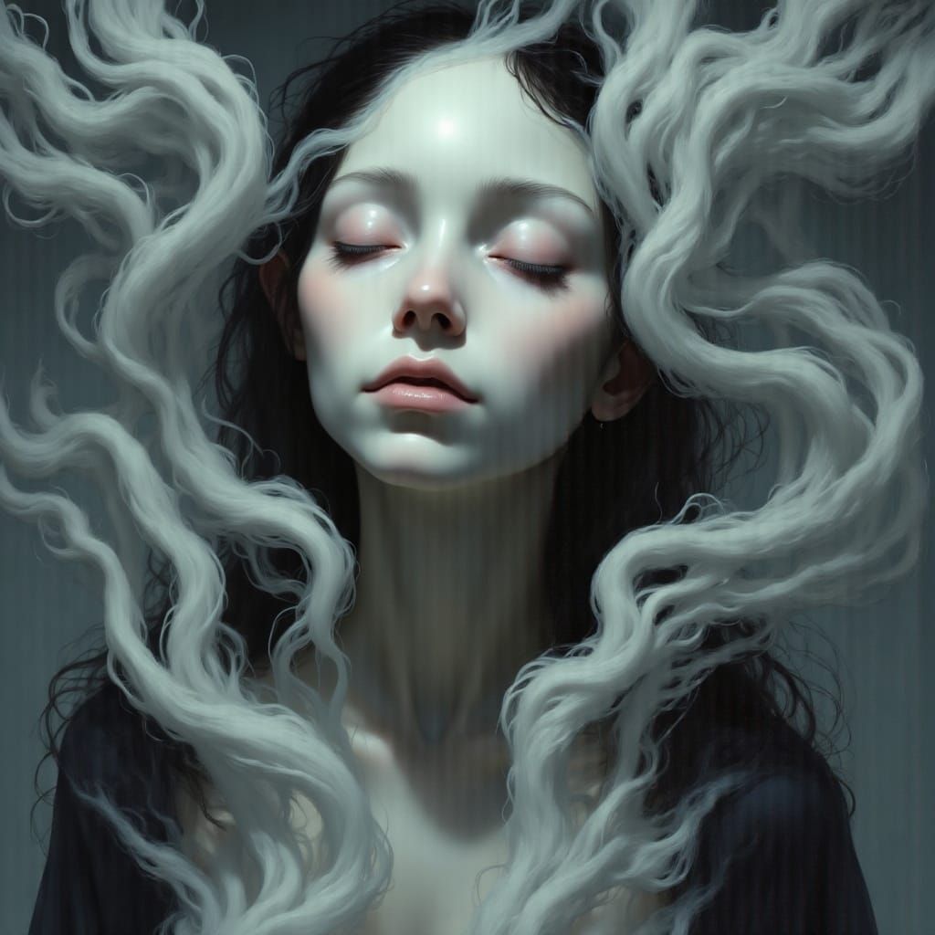 Ethereal Melancholy: A Woman's Contemplative Portrait in Psy...