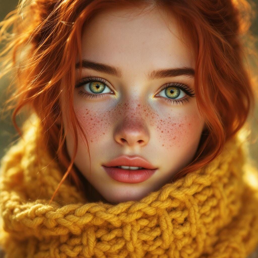 Portrait of a Red-Haired Woman with Green Eyes