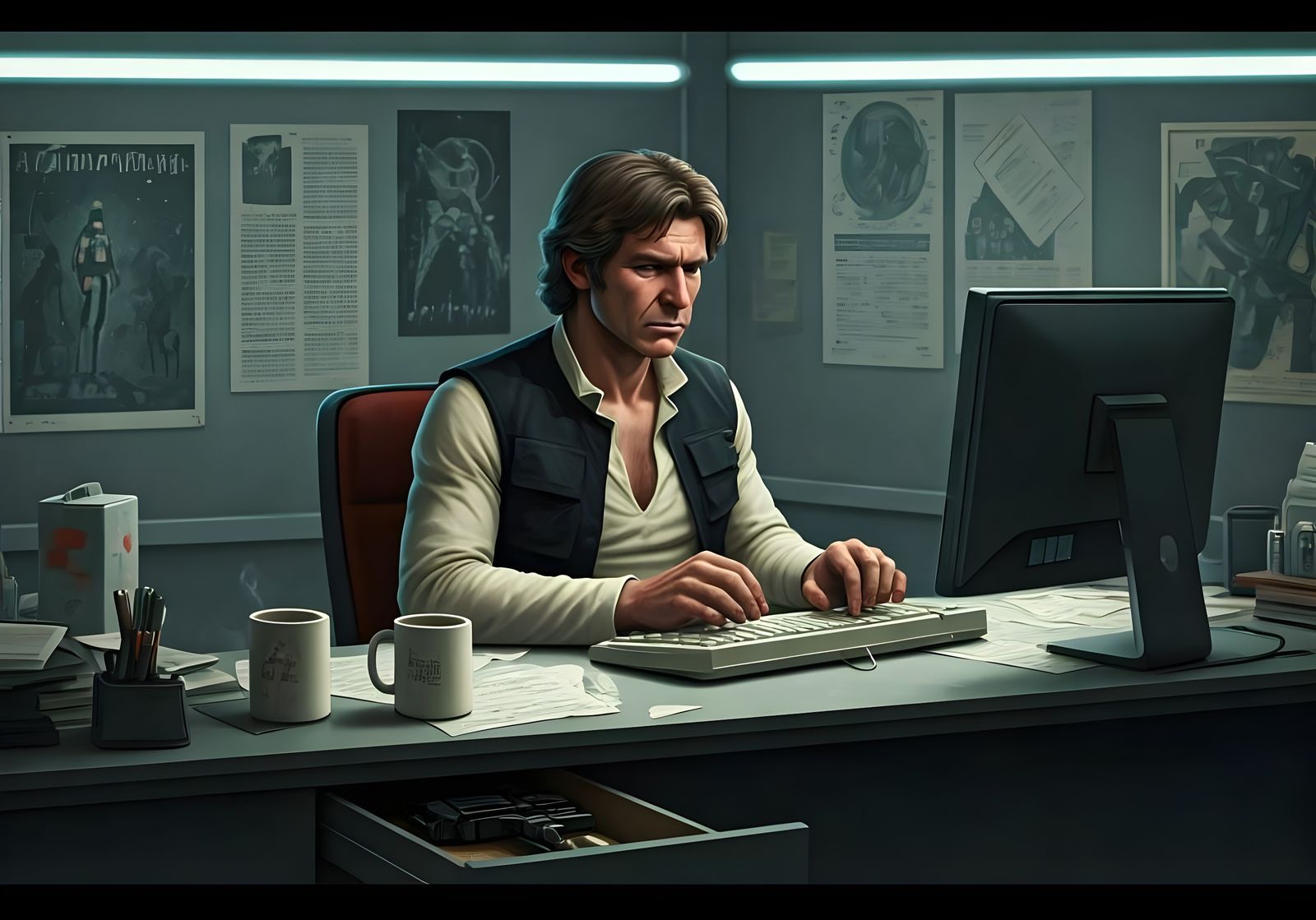 Galactic Smuggler Types Away in Boredom