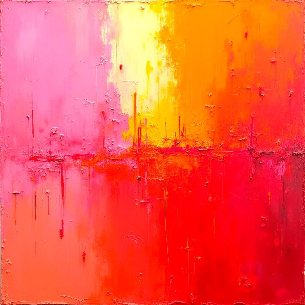 Colorful Abstract Art in Pink, Red, and Yellow