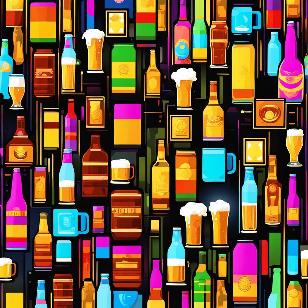 Pop Art Alcohol Bar with LED Lights