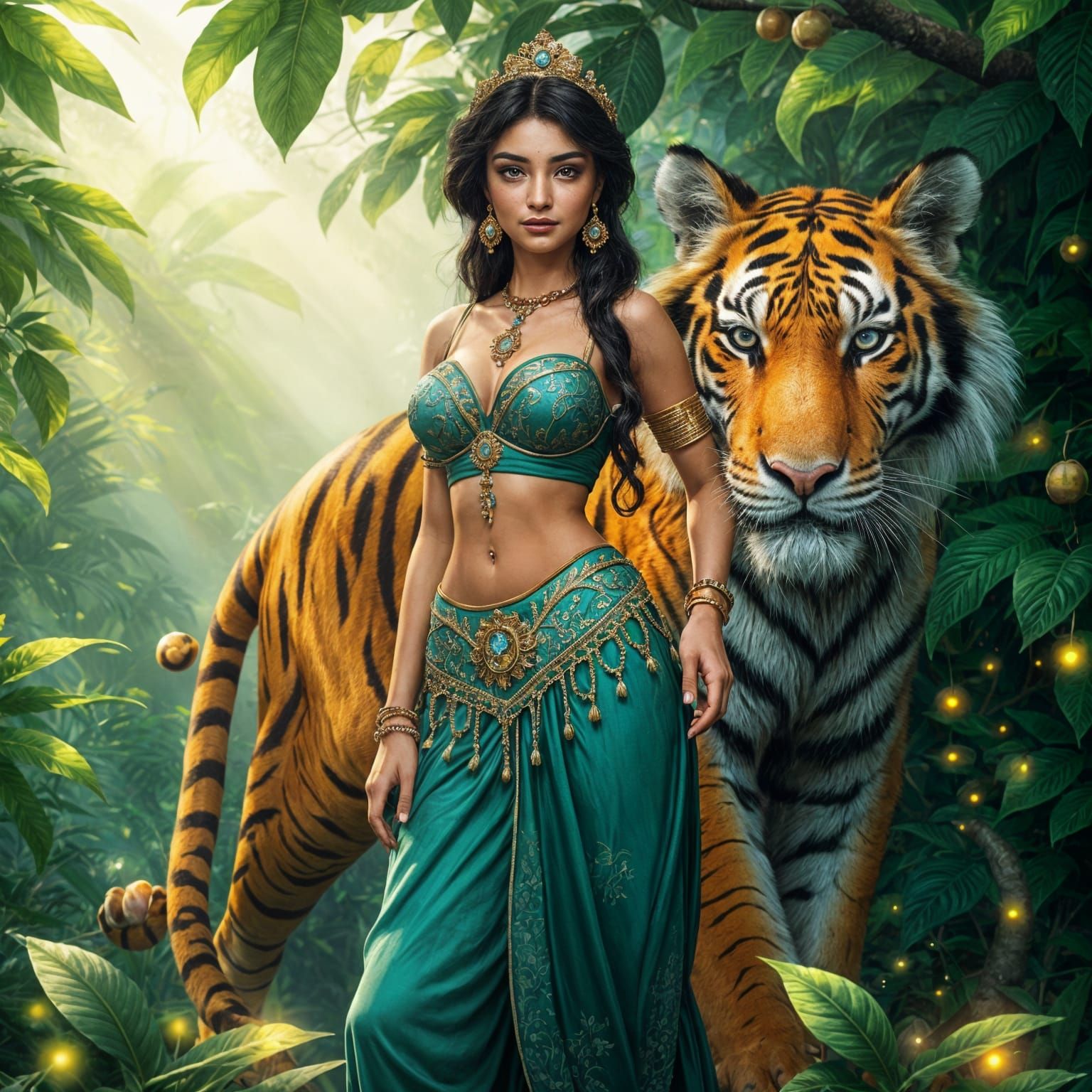Gorgeous Princess Jasmine in Vibrant Jungle Scene