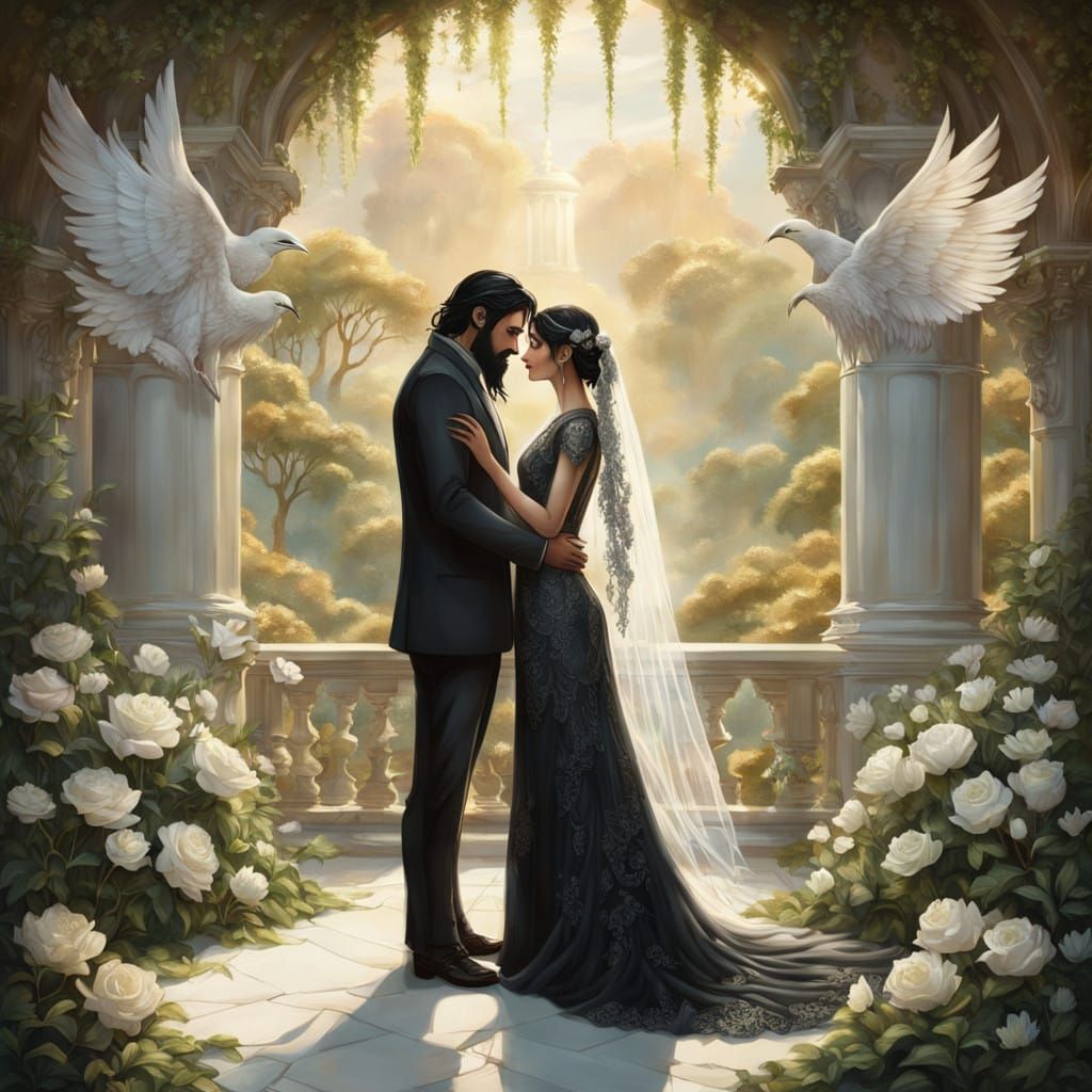 Ethereal Realism Wedding Scene in Fantasy Style