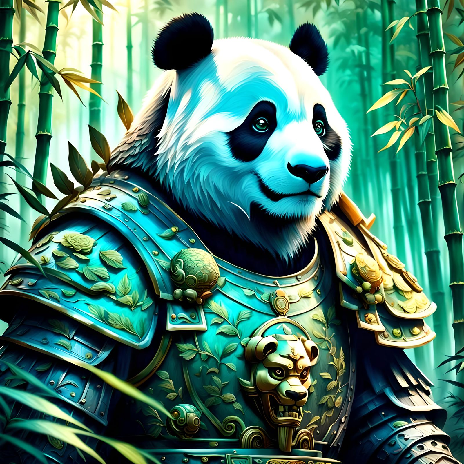 Mythical Panda in Detailed Matte Painting Style