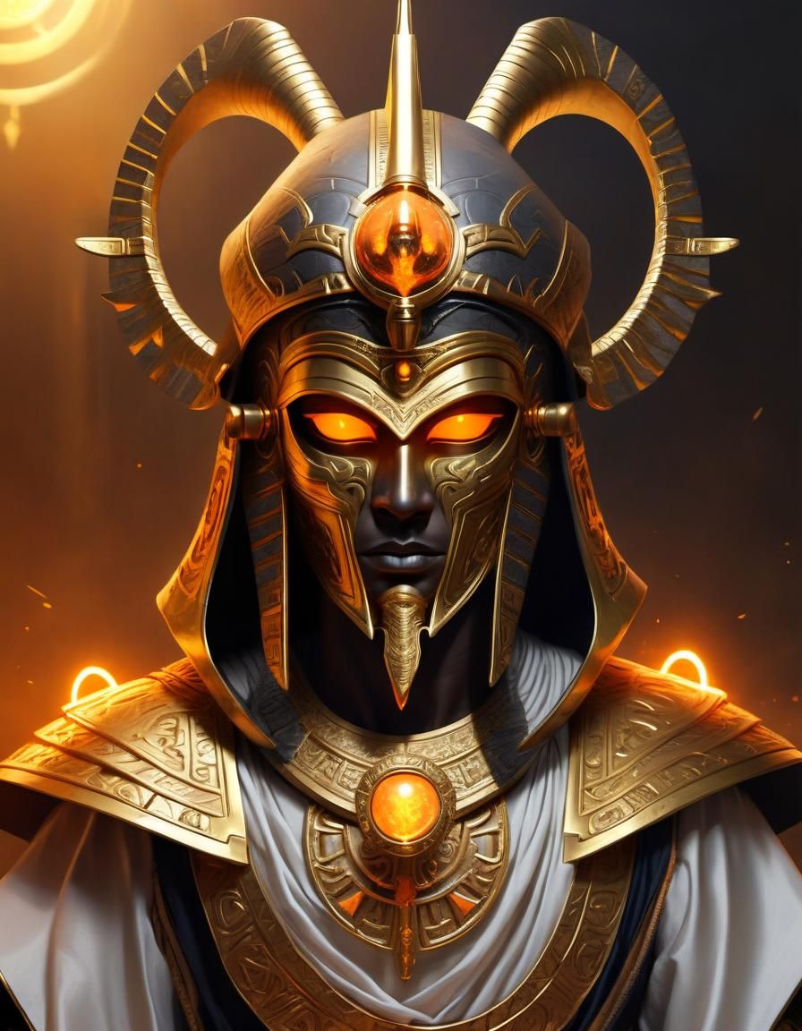 Fantasy Pharaoh Battle Mage with Golden Robes
