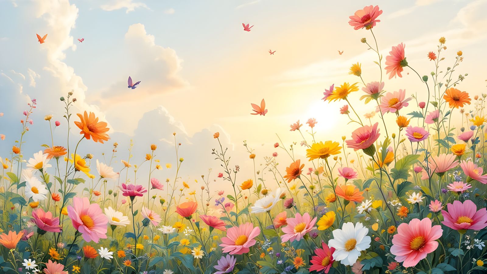 Vibrant Morning Bloom in Serene Sunrise Light