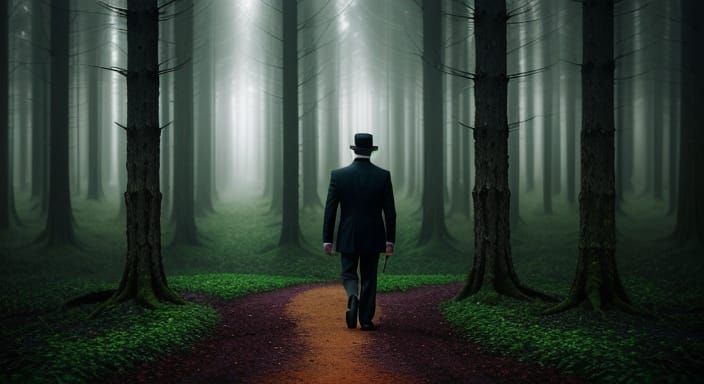 Man in Money Forest: Surreal Alcohol Ink Art