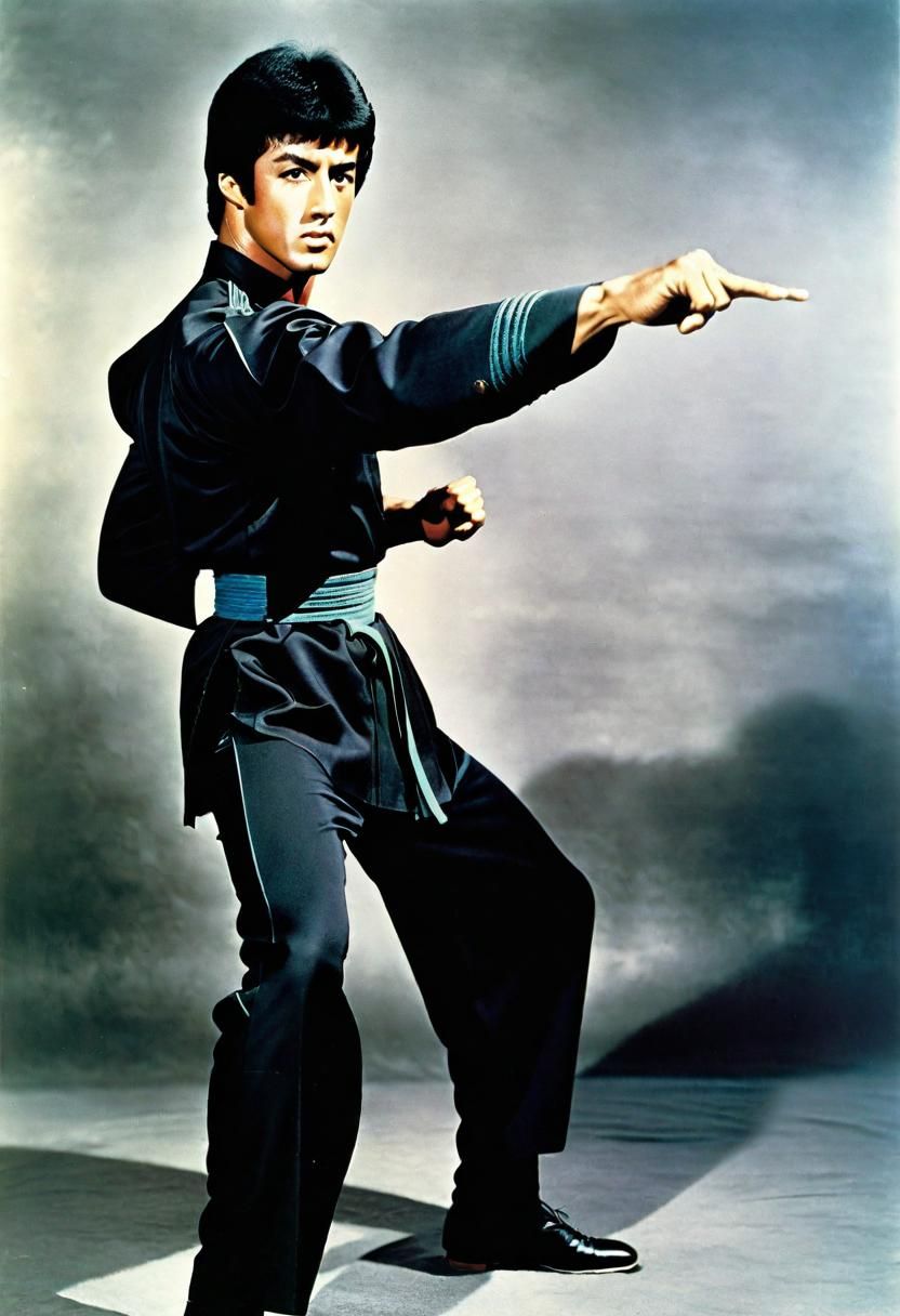 Sylvester Stallone and Bruce Lee Fusion in Wing Chun Stance