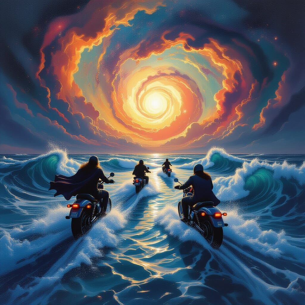 Cosmic Riders in a Surreal Dreamscape