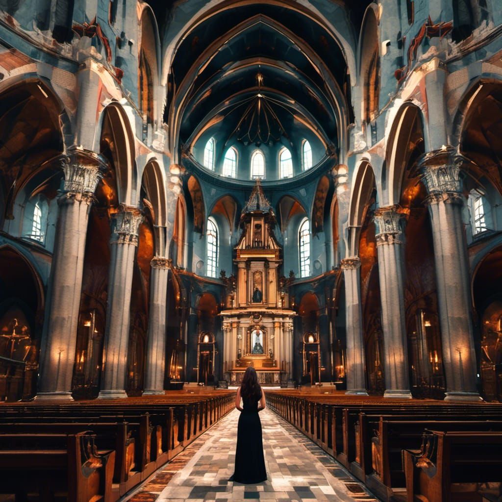 Contrasting Image: Woman in Church