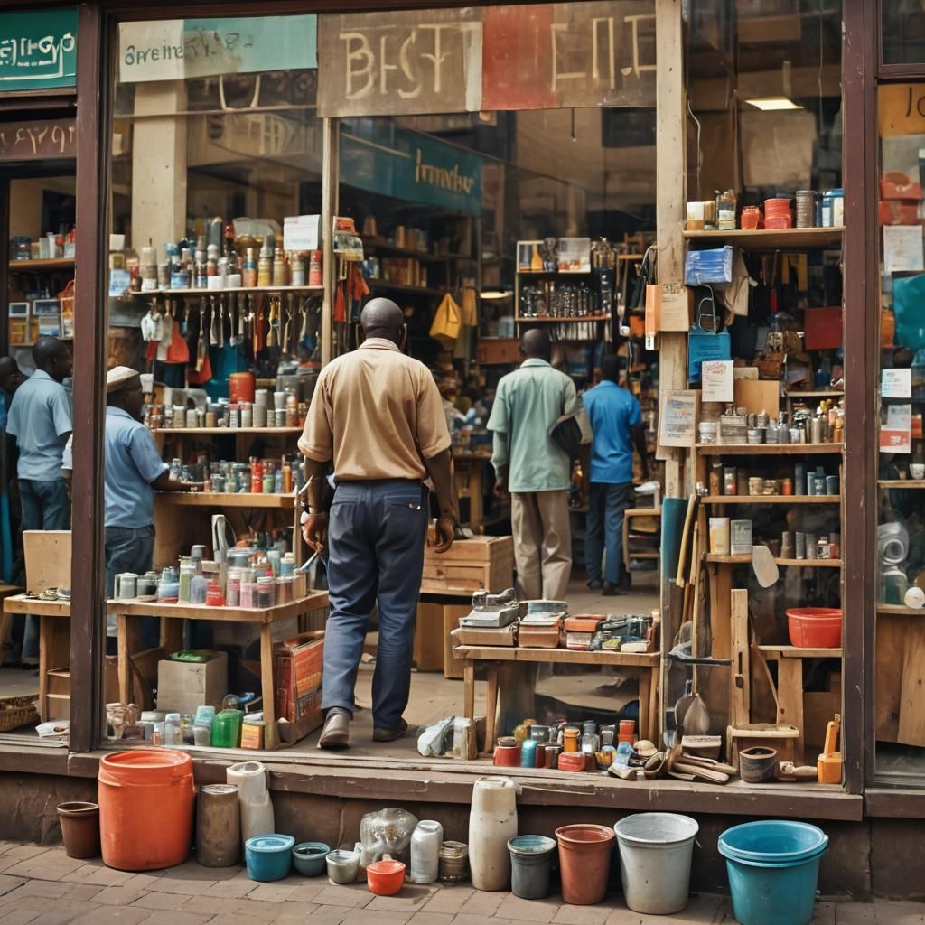 African City Street in Vibrant Impressionist Style
