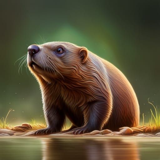 Hyperrealistic Beaver Portrait in Splash Art Style