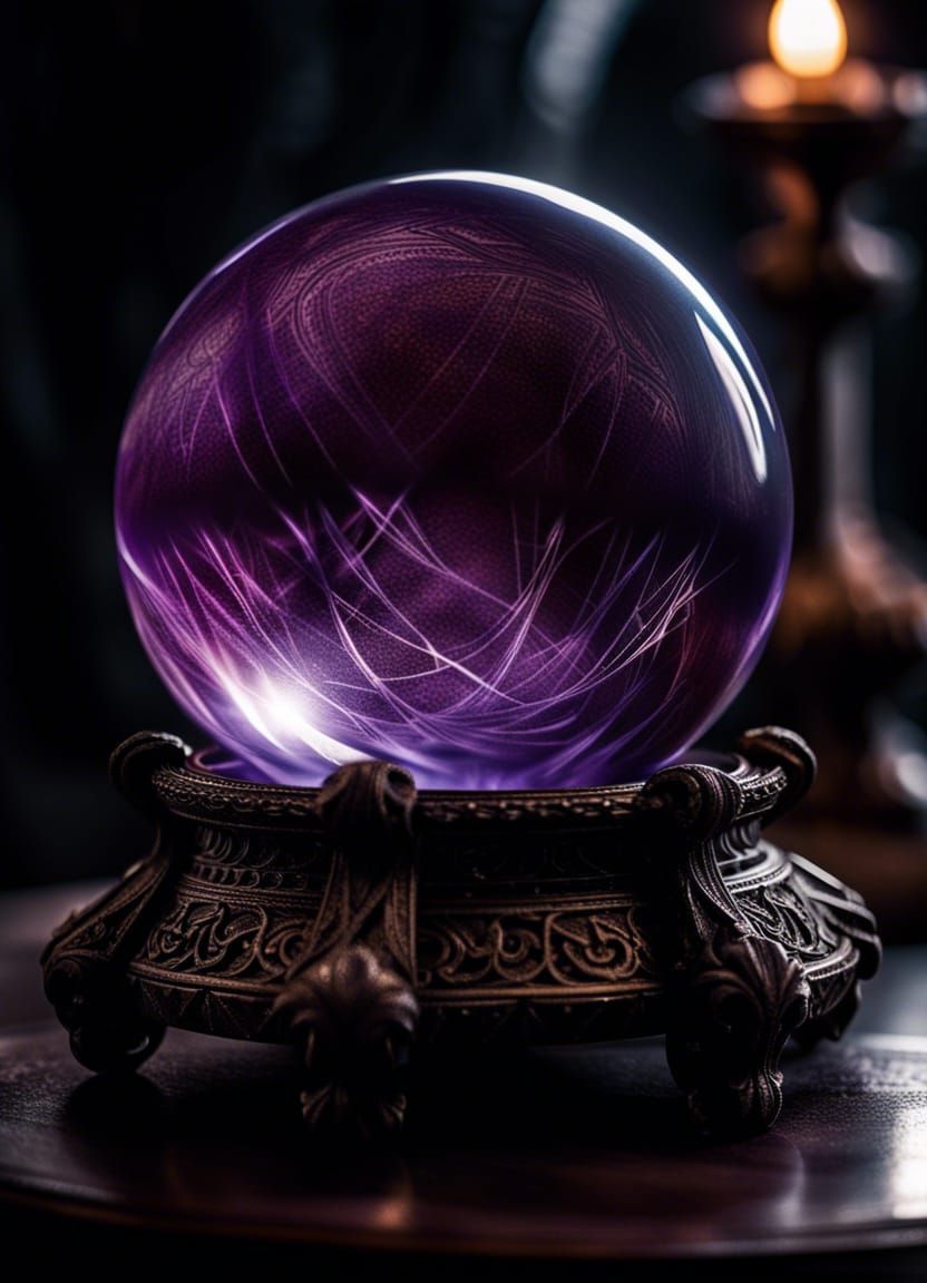 Violet Crystal Ball with Shiny Aura and Filigree