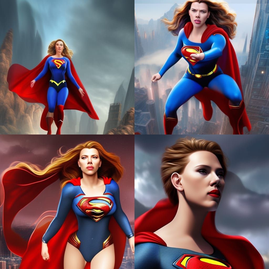 Detailed Matte Painting of a Female Superhero