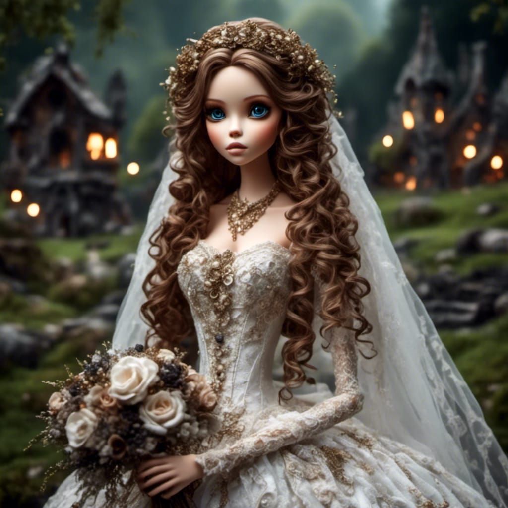 Dark Fantasy Bridal Doll with Big Eyes