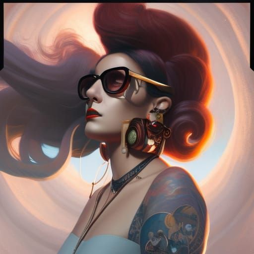 Hipster Noir Portrait in Hyper-Realism Style