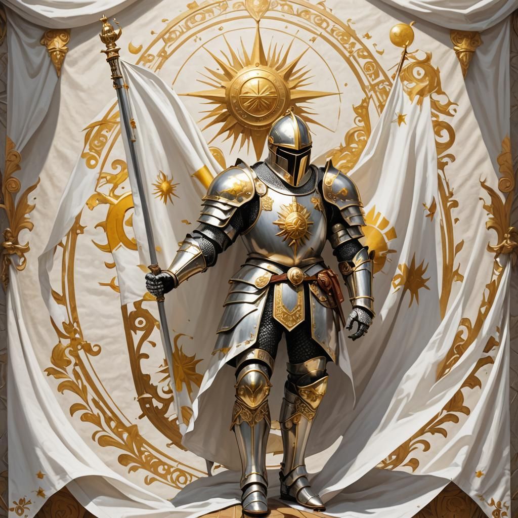 Gilded Knight with Sun Emblem Flag
