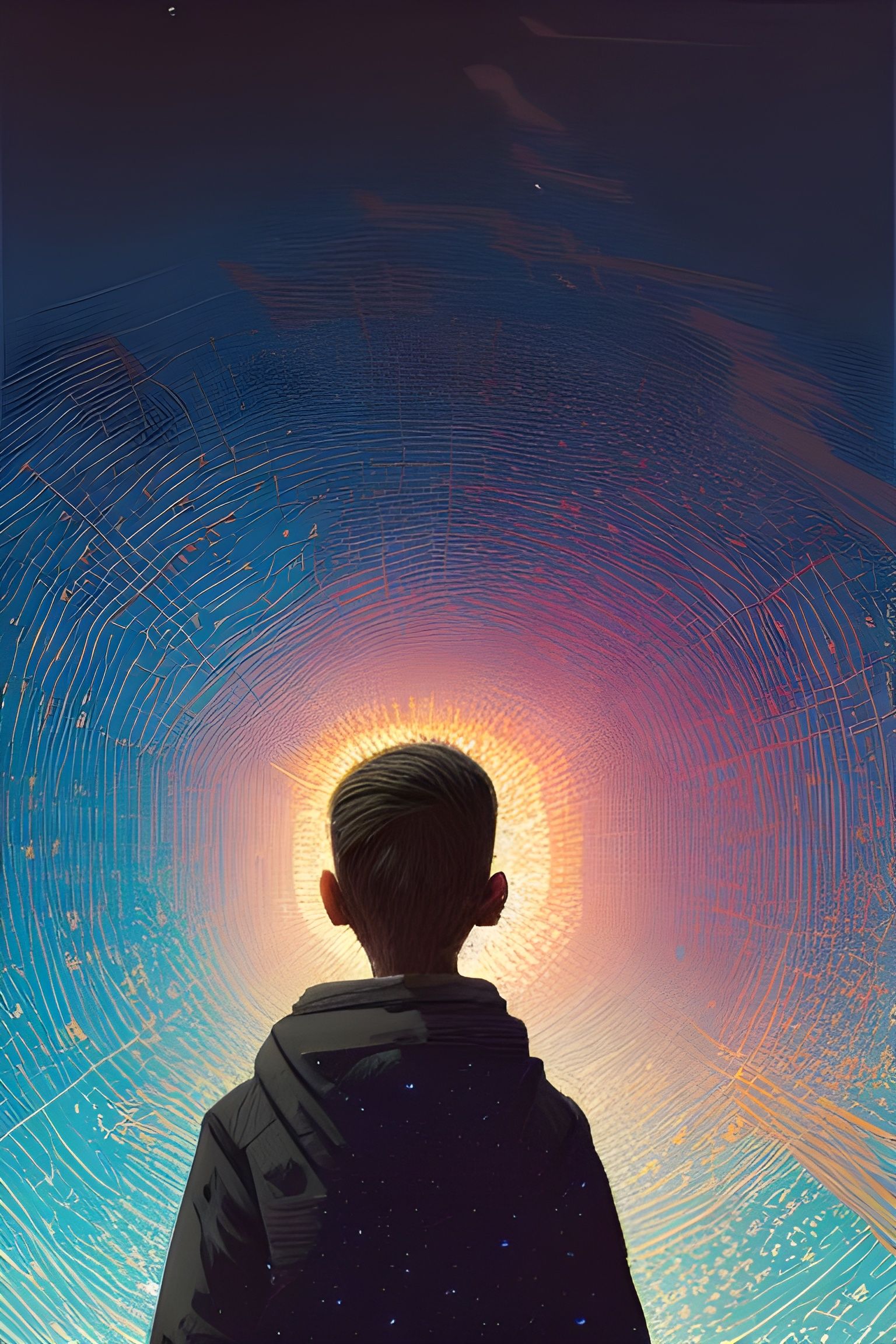 Boy Portrait with Starry Sky in Digital Illustration