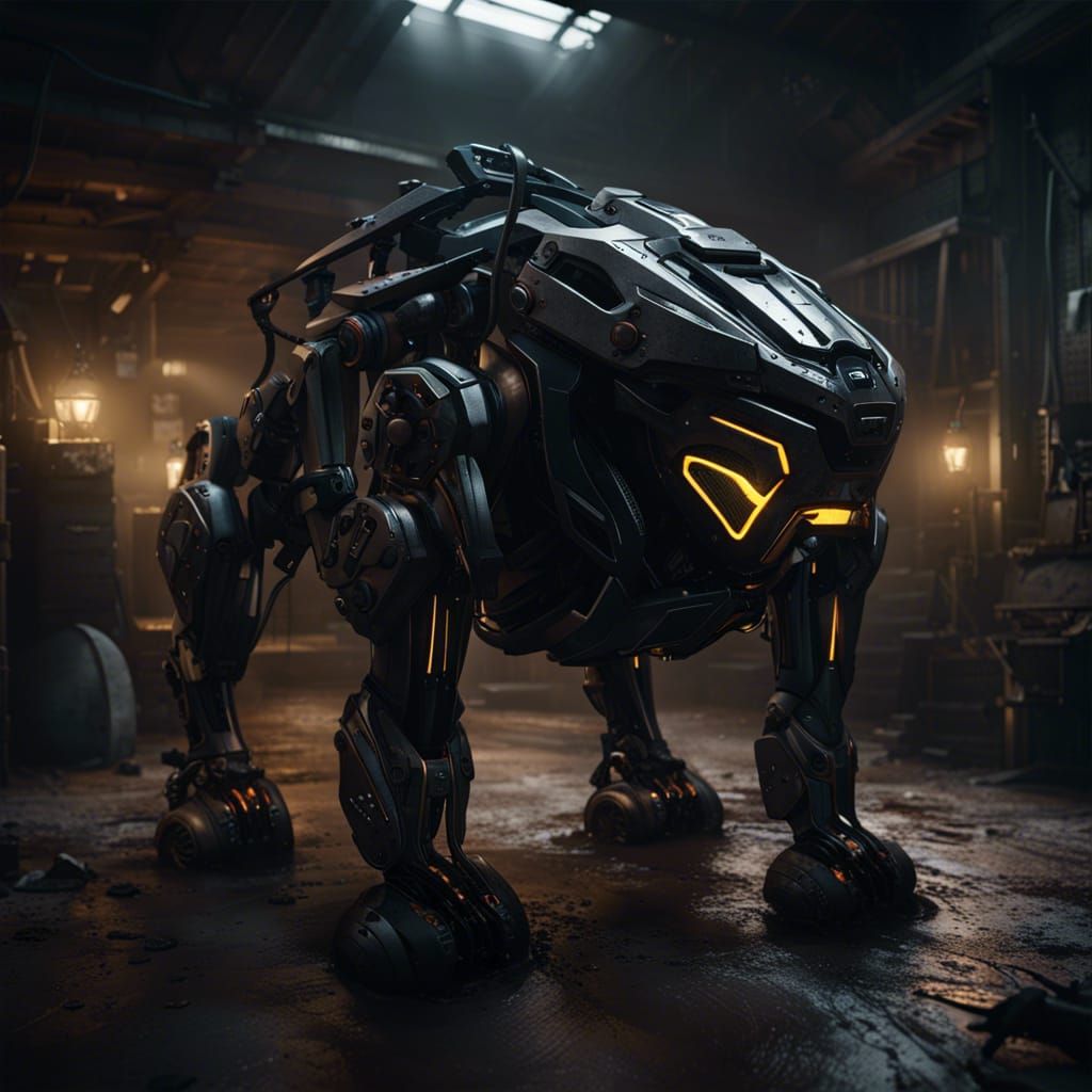 Boston Dynamics Robot in Dark Fantasy Concept Art