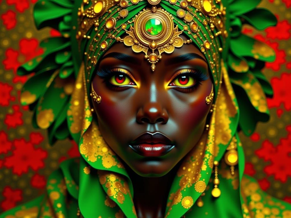 Steampunk Hawaiian Gentleman in African Pattern Background