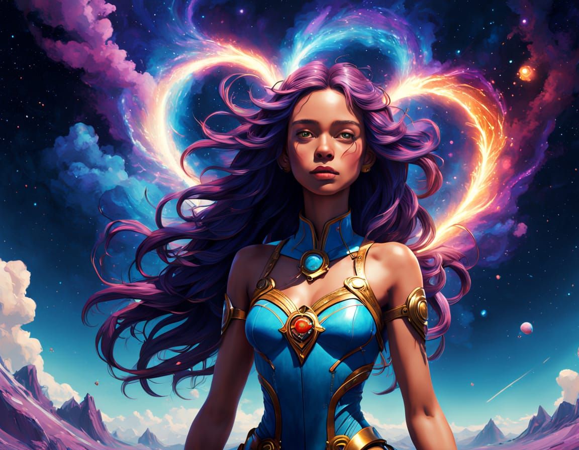 Surreal Celestial Goddess in a Galaxy of Radiant Light