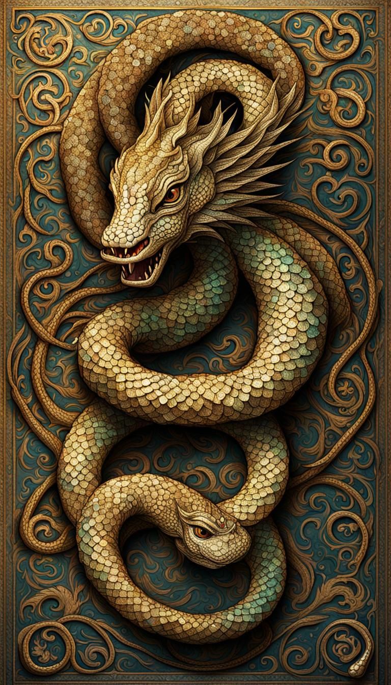 Mythical Serpent with Sparkling Scales