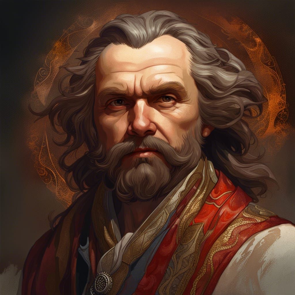 Detailed Portrait of Taras Shevchenko in Art Nouveau Style