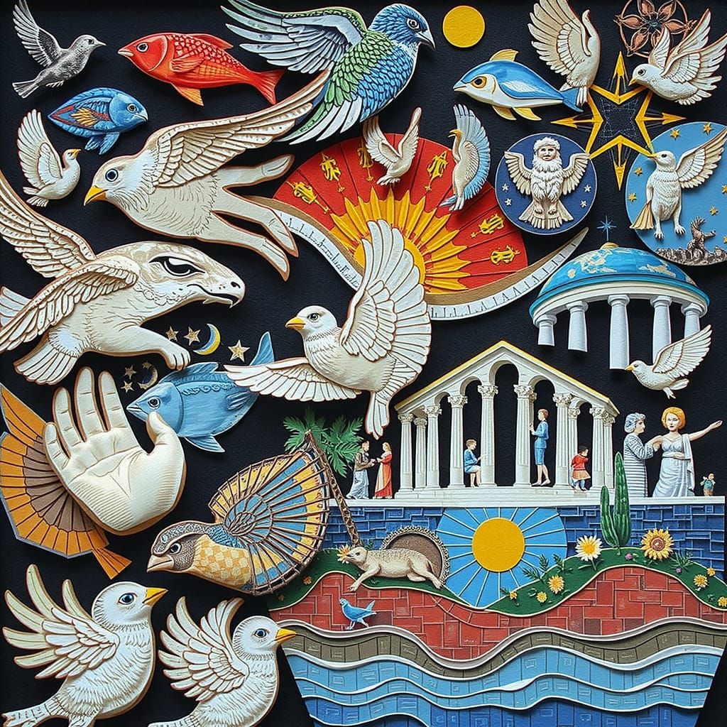 Paper-Cut Collage of Human Kindness in 3D