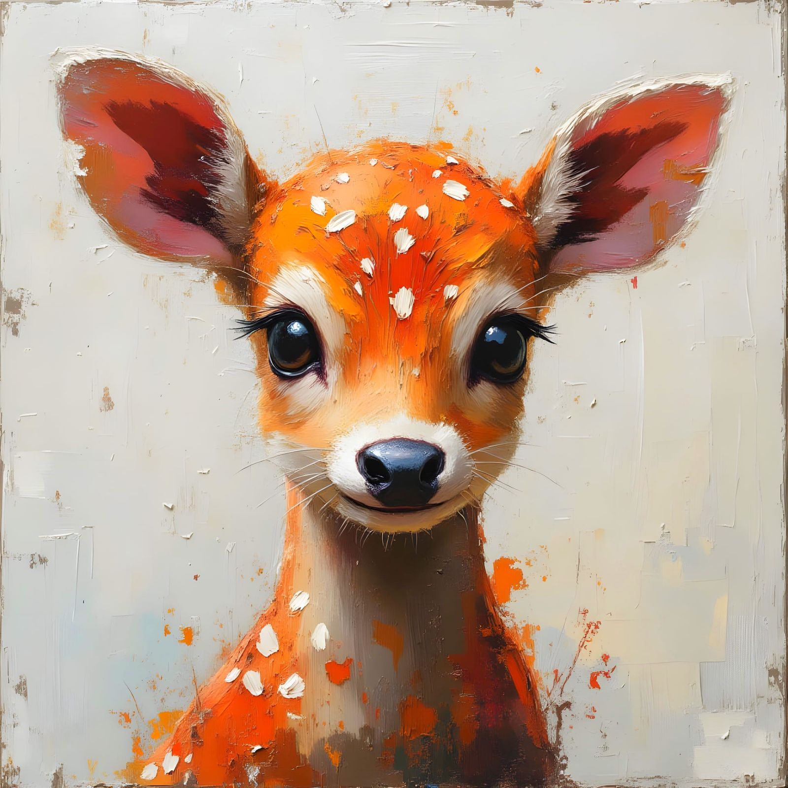 Cute Fawn with Impasto Texture