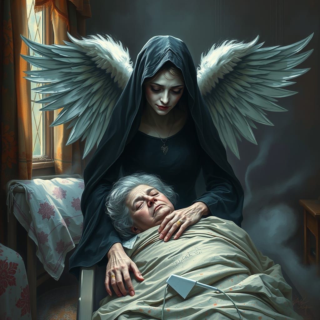 Surreal Encounter Between a Mortal and the Angel of Death in...