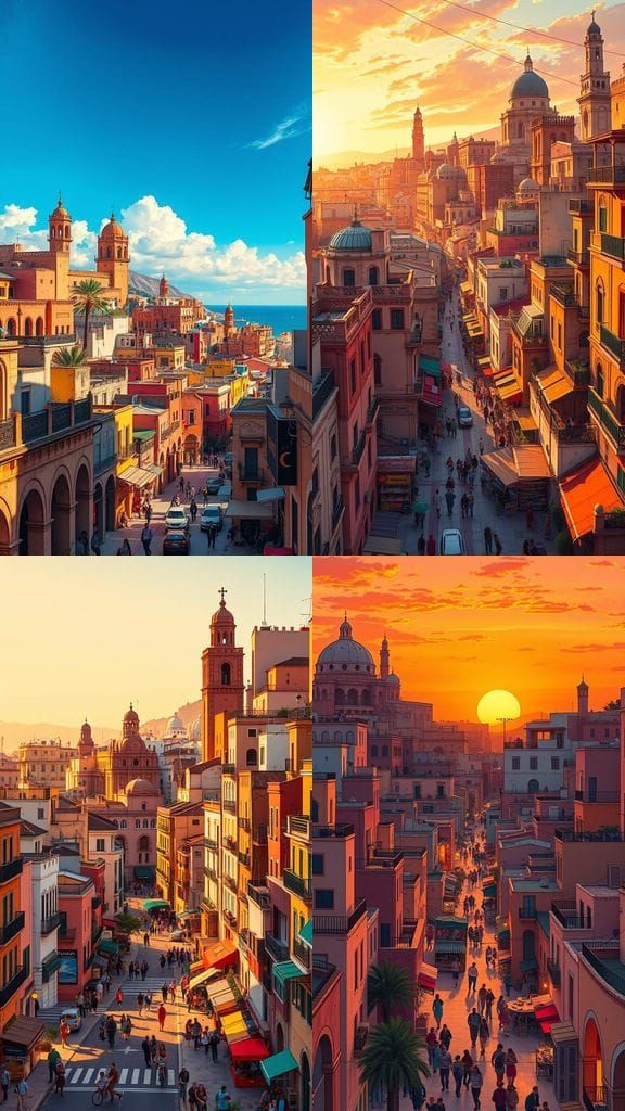 Tanger Cityscape in Vibrant Comic Book Style