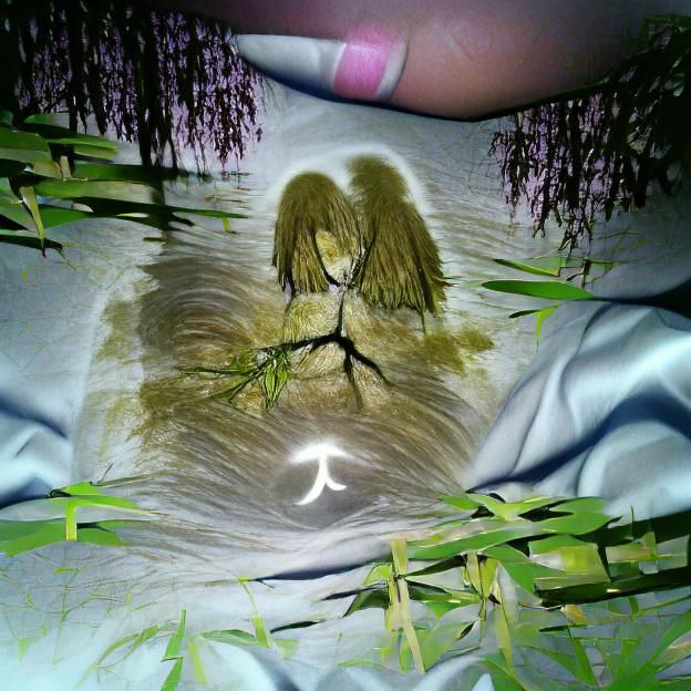 Crying Angel Statue Under Willow Tree at Night