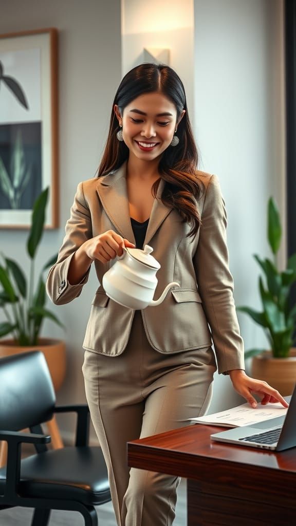 Confident Indonesian Businesswoman in Modern Office