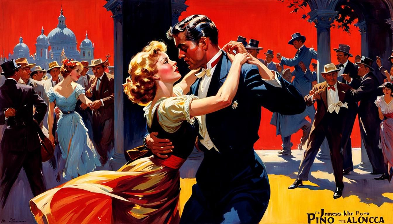 Romantic 1950s Dance, Art Nouveau Style