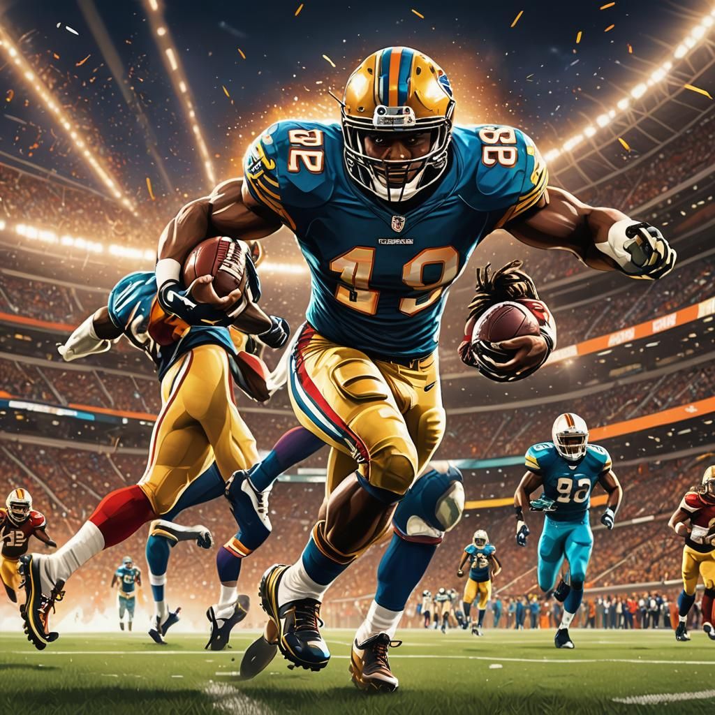 Dynamic NFL Player Illustration in Comic Book Style